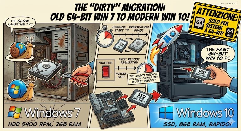 Migrare da Windows 7 a 10 su Nuovo Hardware: Il Metodo “Sporco” ma Infallibile