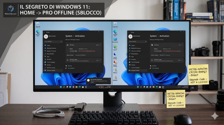 Sbloccare windows 11 pro offline con un codice